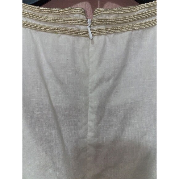 Michael Kors Womens size 16 Linen Embroidered Peasant Short Sleeve Blouse Top - Picture 7 of 11